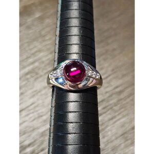 925 Sterling Silver Ruby Ring Size 12 - 8.03g